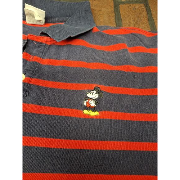 Vintage Disney Store Mickey Polo Red Blue Striped XL - Picture 2 of 7